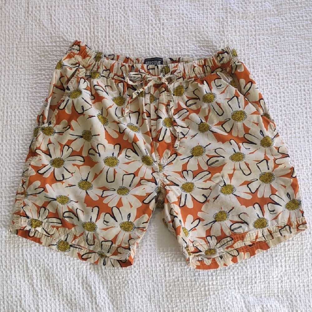 Massive Sportswear Orange and Cream Floral Shorts